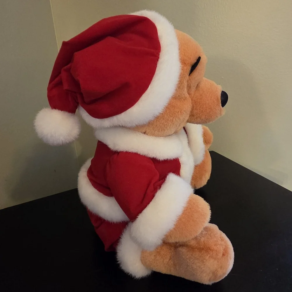 Disney Winnie The Pooh Musical Plush Bear Santa Hat Wish You A Merry Christmas